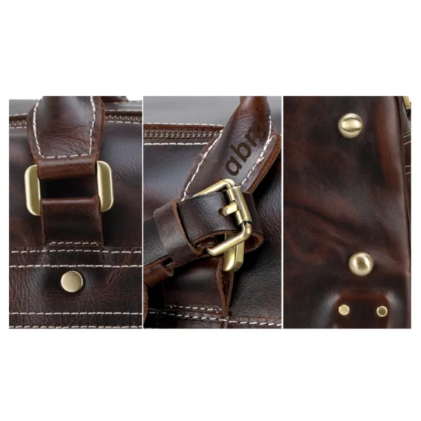 abm Genuine Leather Travel Bag Weekend Bag - Image 10