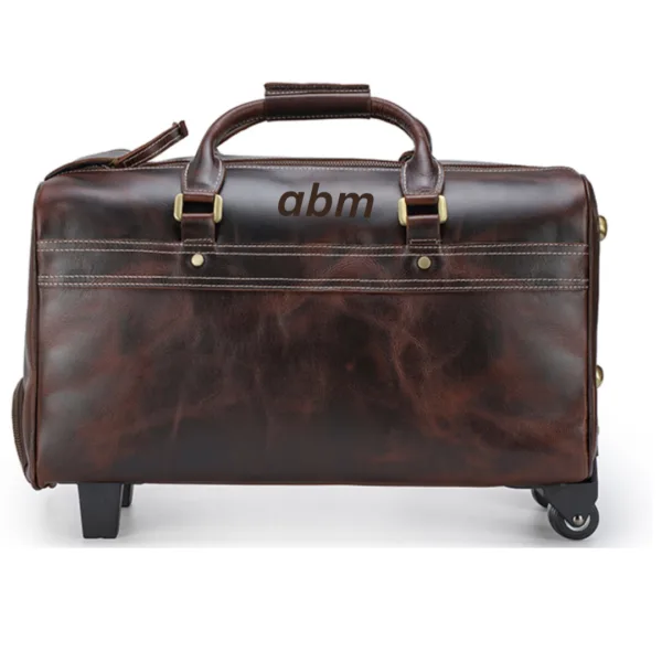 abm Genuine Leather Travel Bag Weekend Bag - Image 2