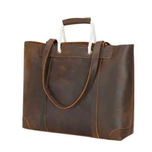 abm Retro Crazy Horse Leather Handbag Lady Brown Shoulder Bag Leather Tote Bag (Dark Brown - Dark Brown-2393)