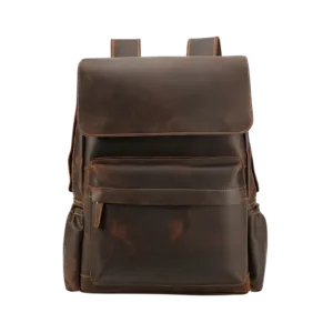 abm Vintage Leather Backpack - 14" Laptop Sleeve, School/Travel Daypack, Full Grain