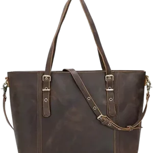 abm Retro Crazy Horse Leather Handbag Lady Brown Shoulder Bag Women Leather Tote Bag (Dark Brown 2406)