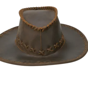 abm Handmade Vintage Style Brown Crazy Horse Leather Explorer Outback Bush Hat Western Cowboy Hat