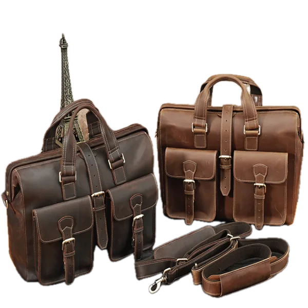 abm Crazy Horse Leather Laptop Messenger Bag - 15.6 Inch Briefcase, Crossbody Shoulder Bag for Business & Office, Unise